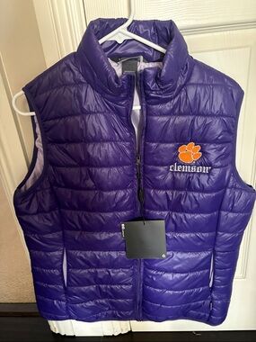 Clemson Purple Quilted Puffer Vest - Womens